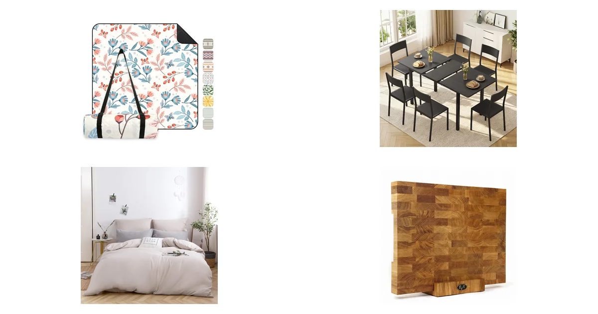 Amazon Blitzangebote: Sekey Picknickdecke 200x200 cm und Xbro Esstisch Set 6 Personen am