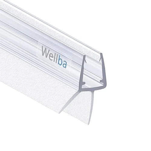 Wellba Premium Duschtür Dichtung (0x 00cm) für 6mm 7mm 8mm gerade Glastür Stärken | Wasserabweisende Duschdichtung oder Duschkabinen-Dichtung mit optimal angeordneten Gummilippen