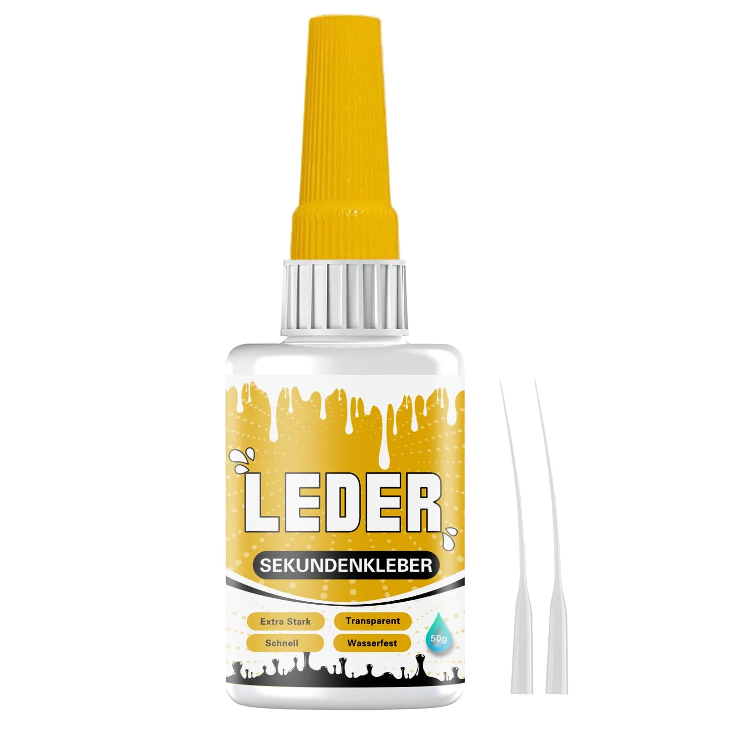 Lederkleber Super Glue Extra Starker: 50g Transparenter & Wasserfester Kleber für Lederreparatur an Schuhen, Sofas, Autositzen, Möbeln Taschen – Schnell Trocknender Lederkleber für Polster, Gürtel