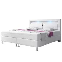 Boxspringbett MILANO ca. 180x200cm- Weiß mit integriertem Topper