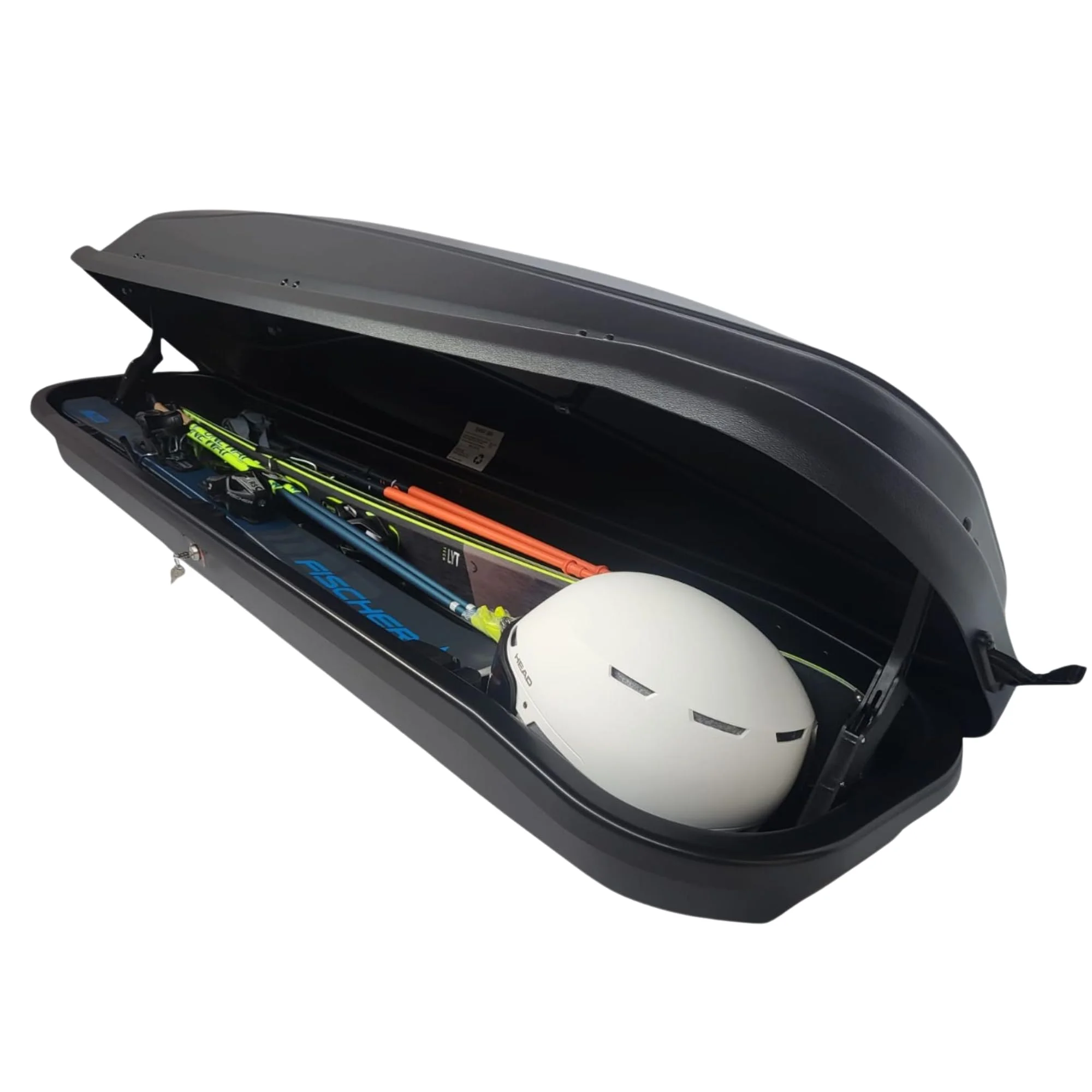 Skibox Dachbox 300L schwarz für Auto – VDP I Dachkoffer Gepäckbox I aerodynamisch & robust I 195 cm lang I Zentralverriegelung I Dachgepäckbox für Urlaub & Camping