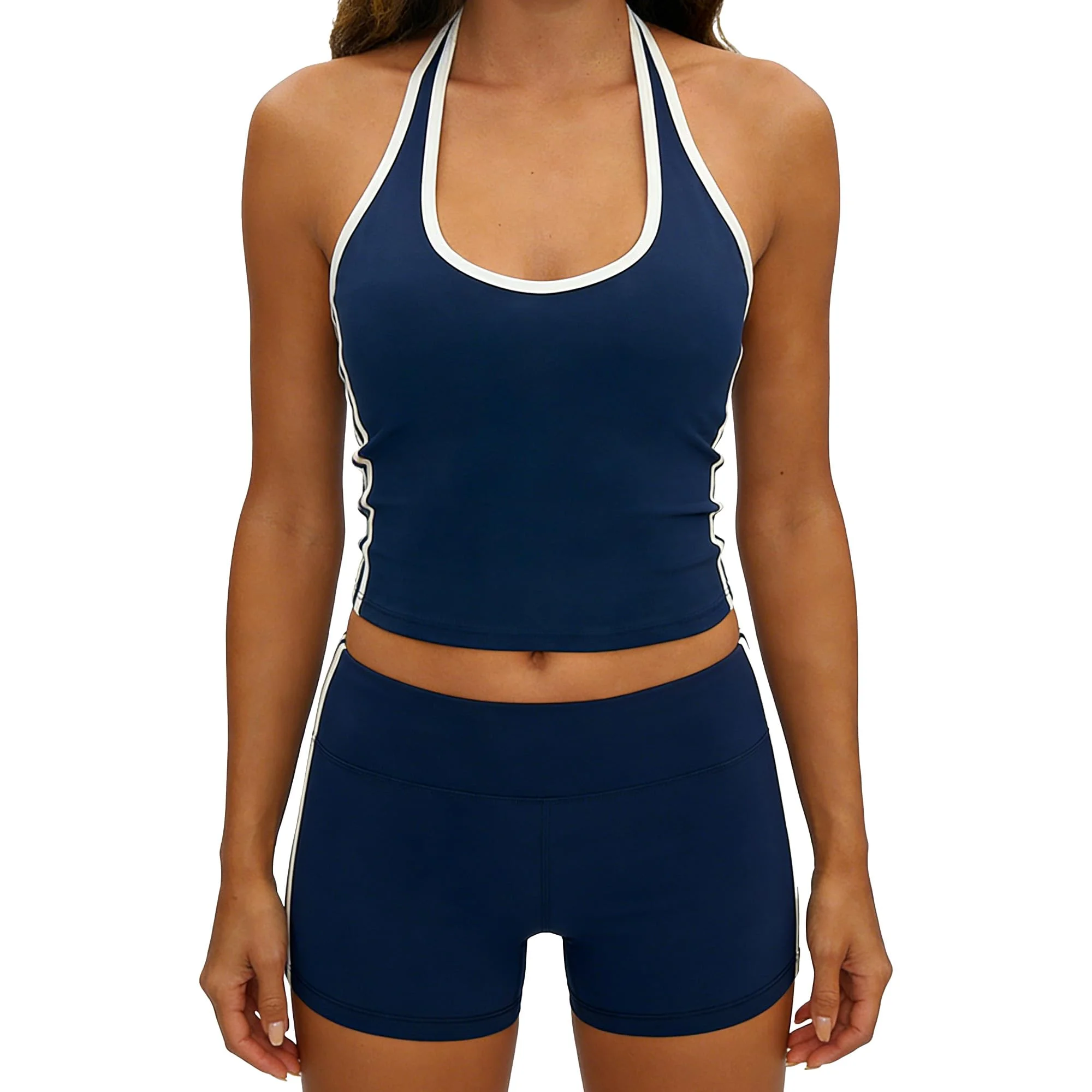 KIKIMINK Sport BH Sport-Set für Damen Tank Top Oberteil und Shorts Atmungsaktives Yoga-Oberteil für Sport und Fitness T-Shirt