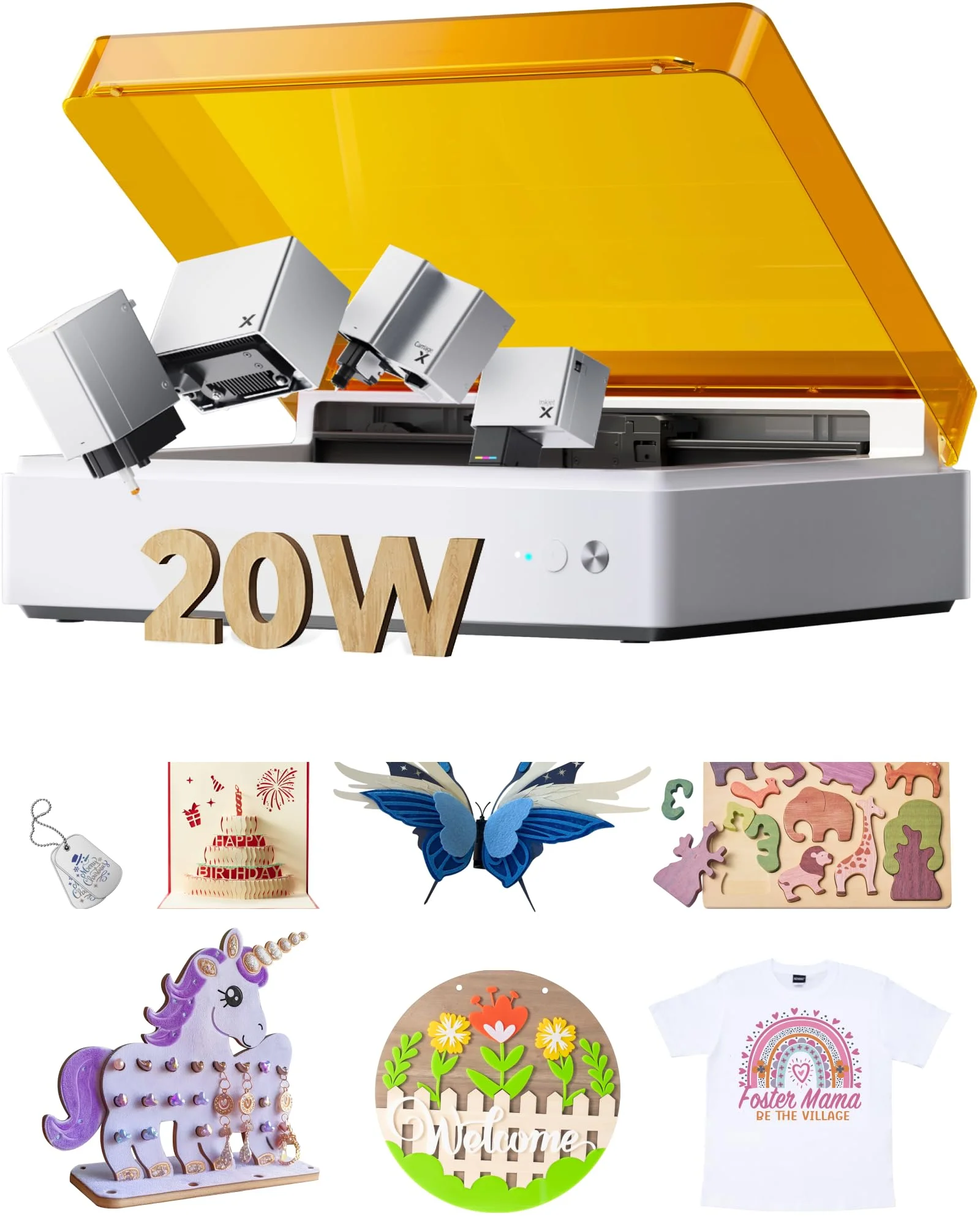 xTool M1 Ultra 4 in 1 Laser Graviermaschine 20W – Schneideklinge, Stanzmaschine, Laser Cutter und Stiftzeichnen für über 1000 Materialien. Perfekt für DIY, Geschenke Holzhandwerk SMB