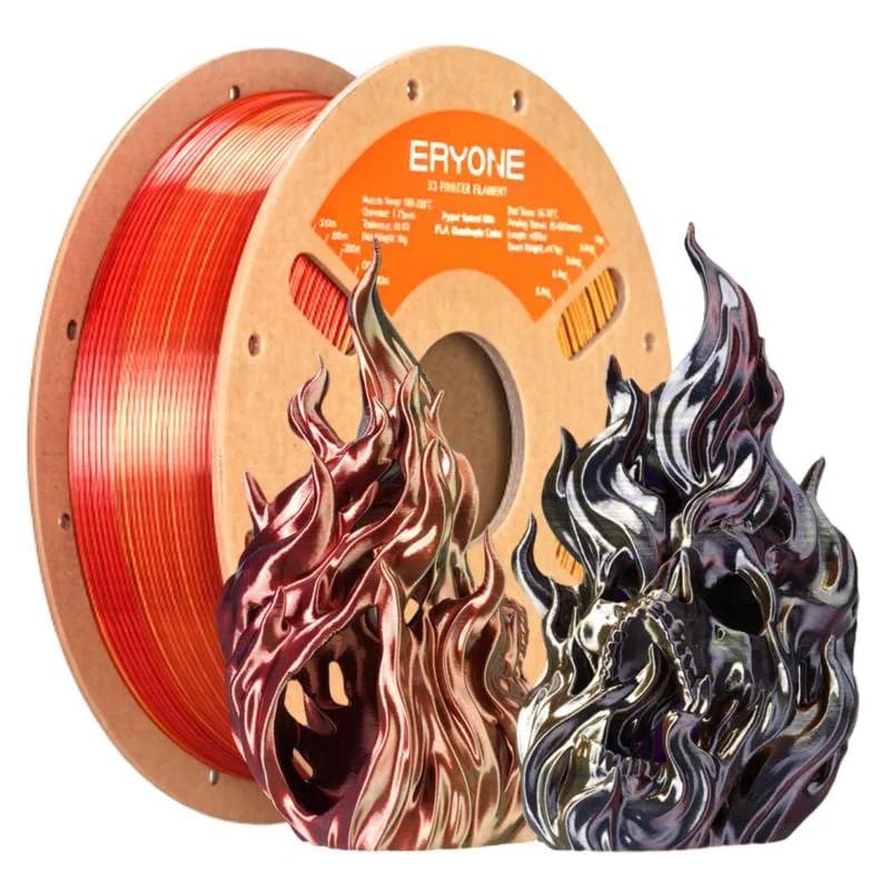 ERYONE HS Seide Vierfarbiges PLA-Filament für 3D-Drucker, 1,75 mm +/-0,03mm, Hyper Speed Coextrusion Filament PLA Shiny 1kg, Metallic Frenzy (Schwarz & Dunkelrot & Bananenorange & Gold)