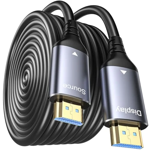 WTPGTI 8K HDMI Glasfaserkabel, HDMI 2.1 Kabel 48Gbps Ultra High Speed,In Wall CL3 Rated,AOC 8K@60Hz,4K@120Hz/144Hz Dynamic HDR eARC Dolby HDCP2.2 Kompatibel mit PS5,Xbox SeriesX,PC,TV