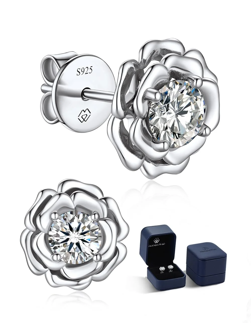 MomentWish Moissanite Ohrringe Silber 925, Weihnachtsgeschenke für Frauen, Labor-kreierte Diamant Ohrringe für Mama, Geschenk für Muttertag Jubiläum