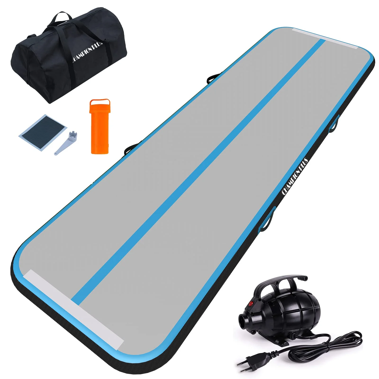 ChampionPlus Aufblasbare Air Matte Track Tumbling Matte 3m/4m/5m Gymnastikmatte Turnmatte mit elektrischer Luftpumpe, Yogamatte, Camping Trainingsmatte, Fitness Yoga Sportmatte