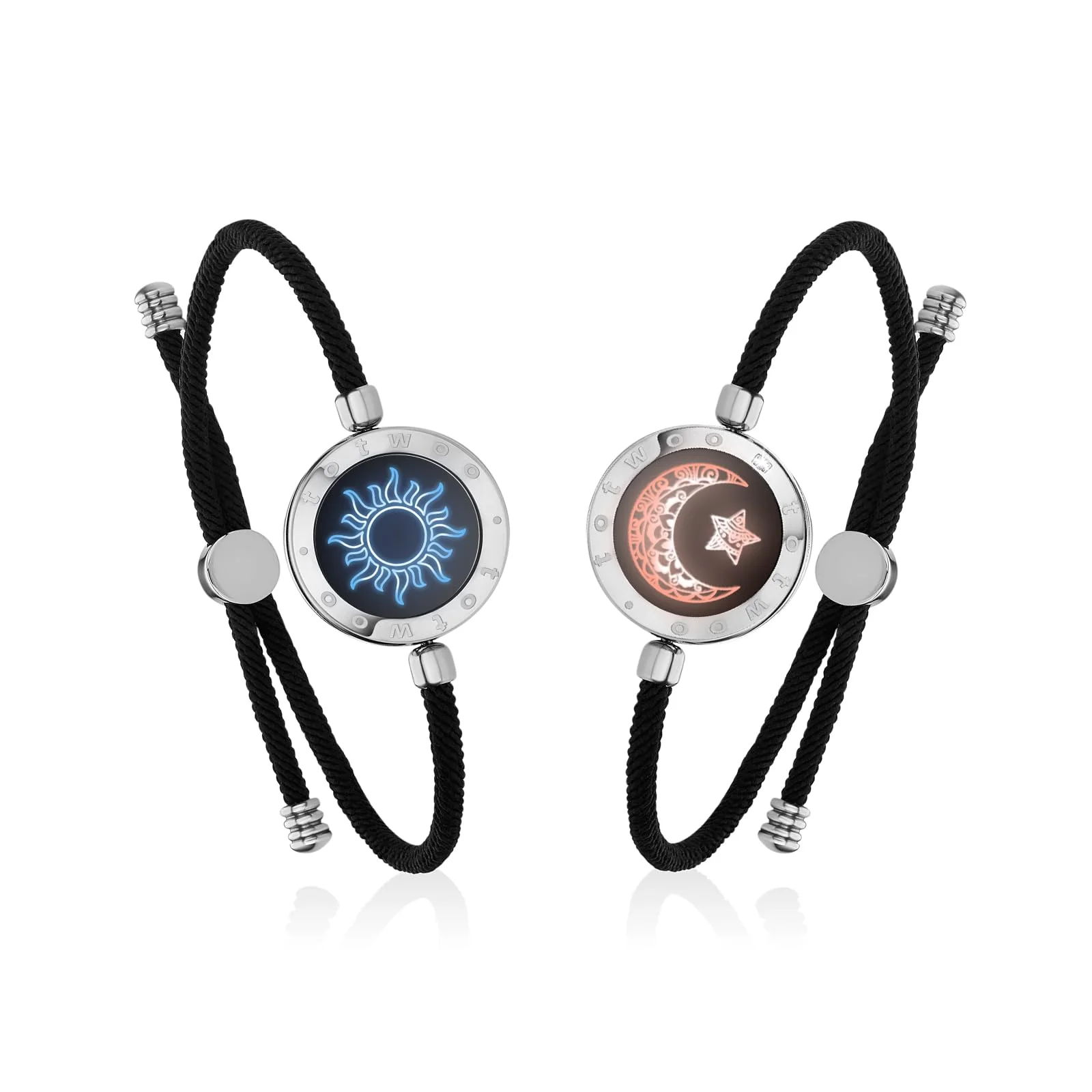 TOTWOO Intelligente Partnerarmbänder für Fernbeziehungen mit App-gesteuerter 1:1-Bluetooth-Kopplung – Romantisches Geschenk mit Leuchten und Vibration bei Berührung, gefertigt aus 316 Edelstahl