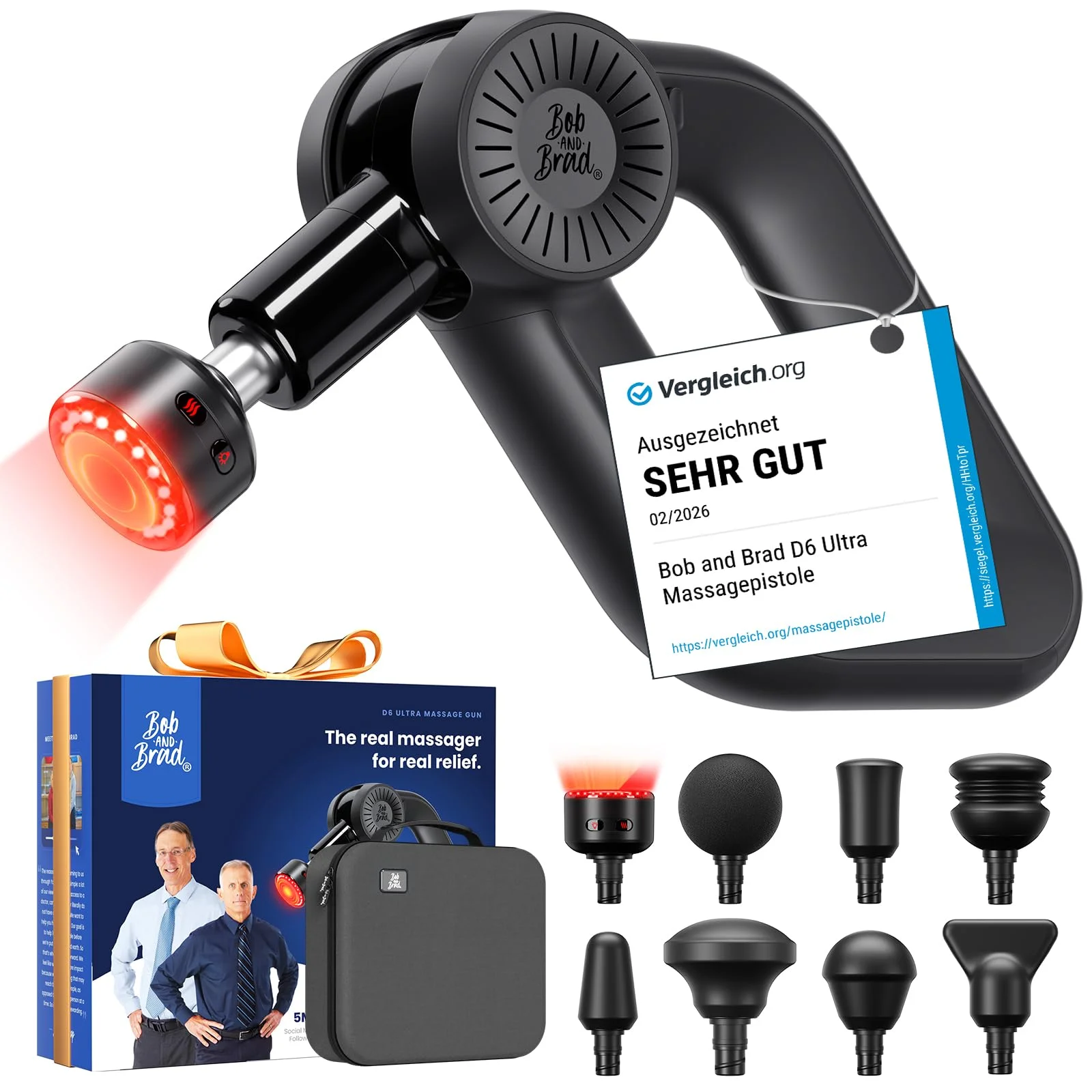 Bob and Brad D6 Pro Massagepistole mit 2500mAh Akku, 16MM Amplitude Massage Gun Tiefengewebe Massagegerä