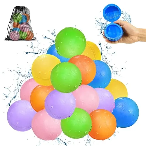 Smasiagon Wiederverwendbare Wasserballon, Magnetische Wasserbomben Selbstschließend, Eine Sekunde Schnellfüller Silikon Wasserbälle Set mit Netzbeutel für Wasserspiele Outdoor-Aktivitäten