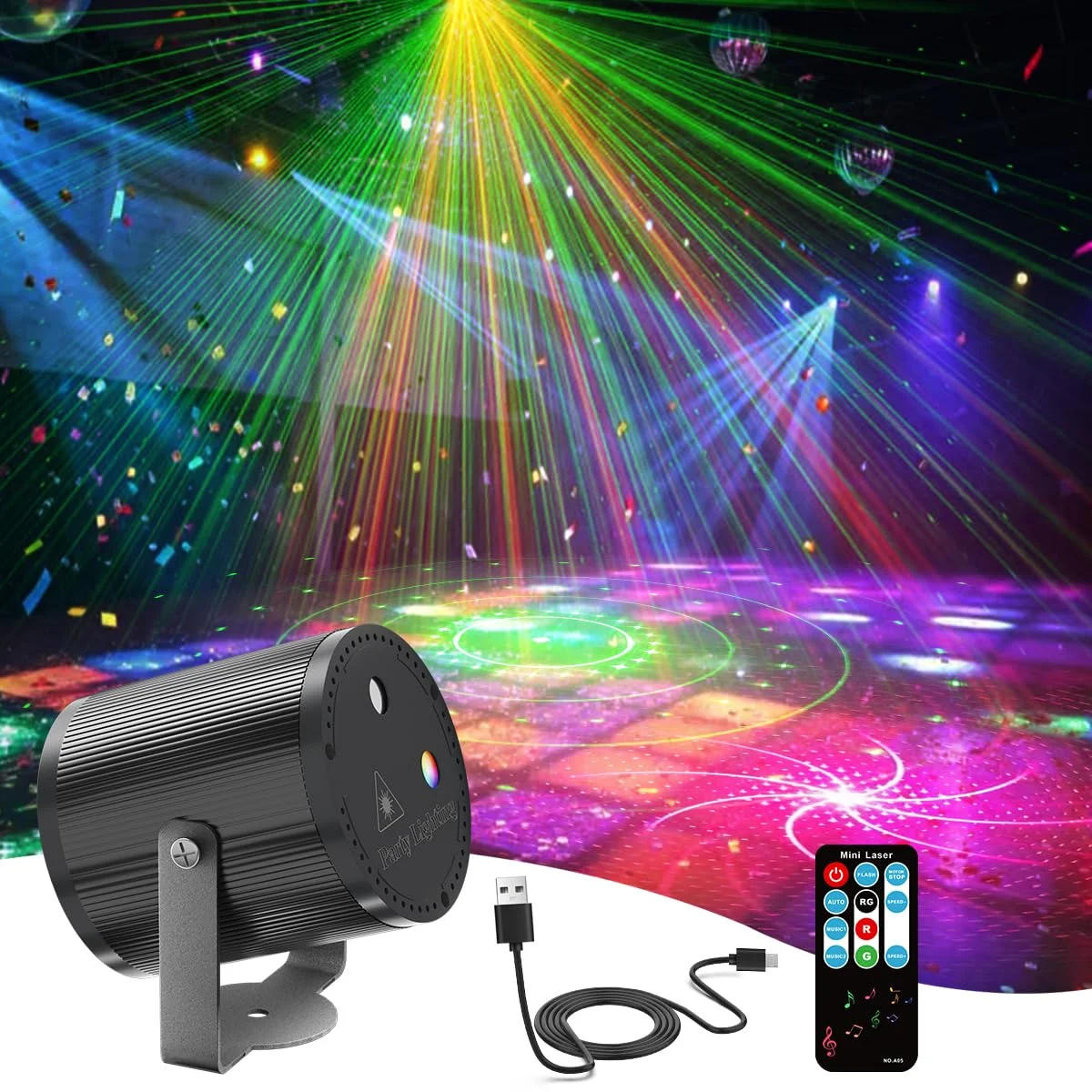 Mslitely - Zylindrische Mini rote und grüne Laser Lights, DJ Disco Ball Lights, ABS RGB LED Flash Stage, Weihnachten/Karneval/Club/Bar/Home Room Decoration Projektor.
