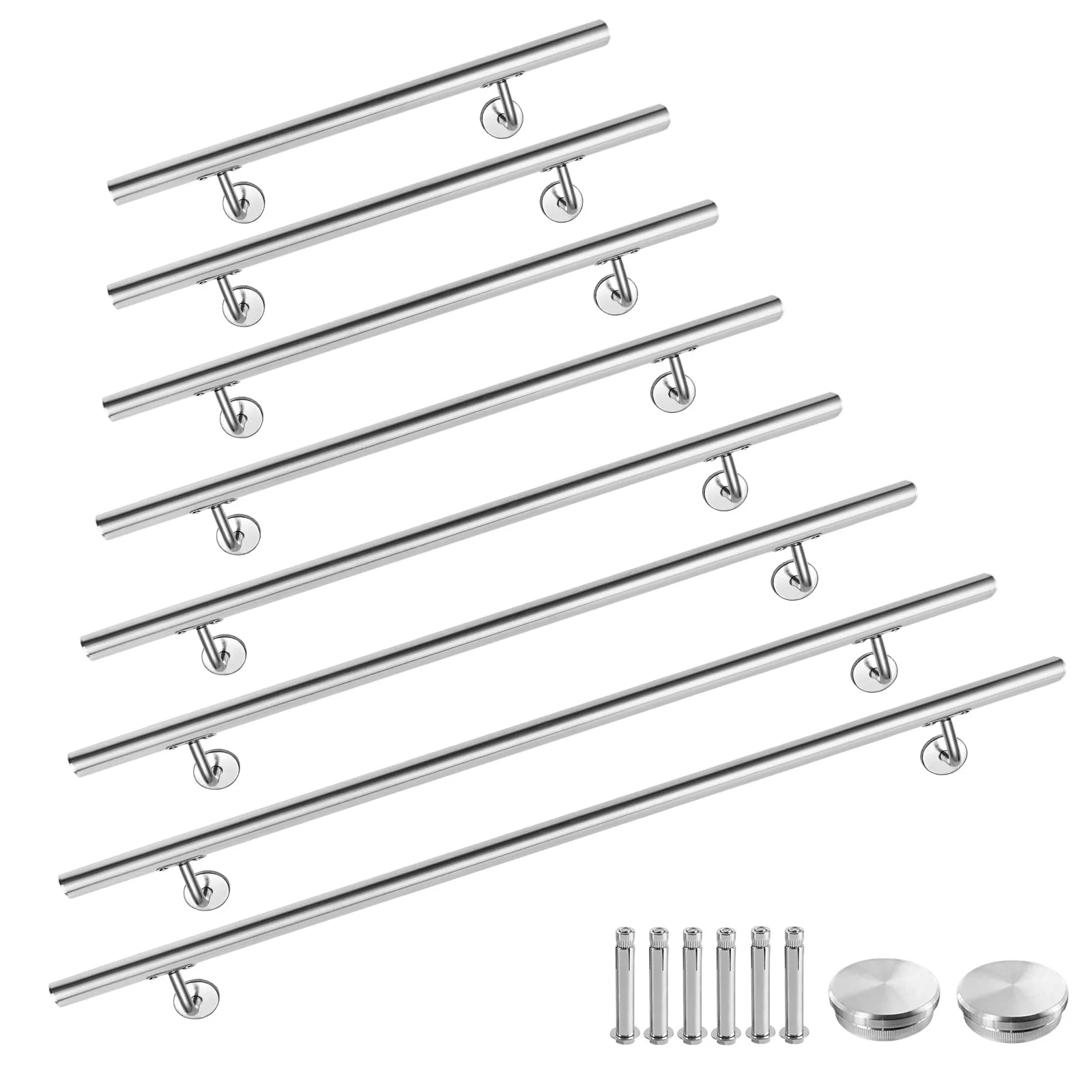 YRHome 120cm Edelstahl Handlauf Treppengeländer Geländer Ø 40 mm Wandhandlauf Wandhalter Wand Treppe Gebürsteter Edelstahl für Balkon Brüstun Innen und Außen Treppen