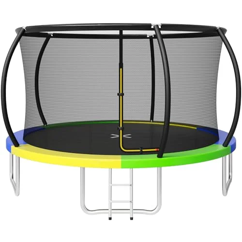 JUMMICO Trampolin Outdoor Ø 183/220/290/360 cm Komplettset mit Sicherheitsnetz, Randabdeckung & Montagezubehör, Rundes Gartentrampolin für Kinder