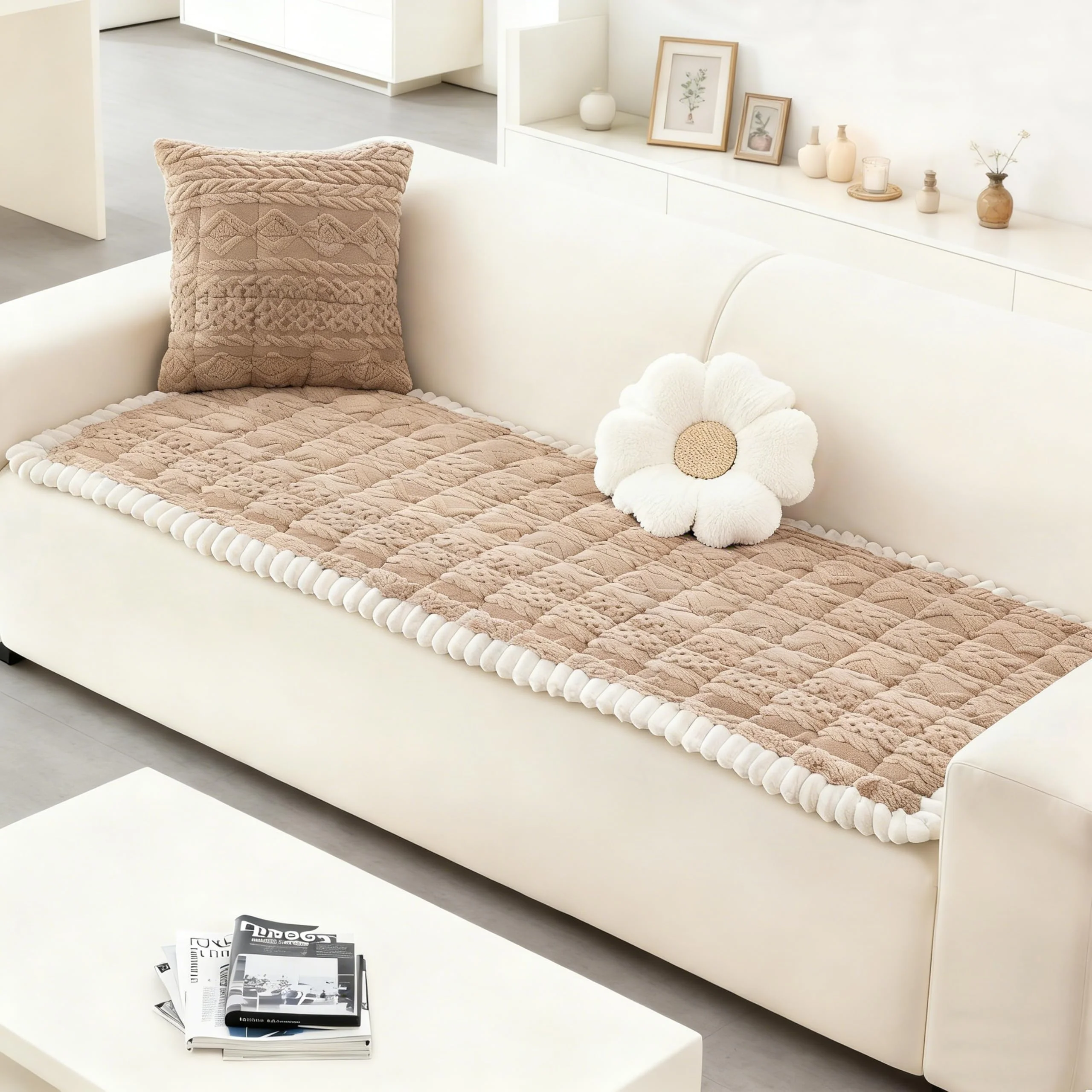 Capslpad Dicke Sofa überzug Waschbar Couch Überzug rutschfest 2 3 4 Sitzer Kamel Soft Sofa Cover 70x180cm Sofabezug Sofaüberwürfe für Wohnzimmer Couch Cover Möbelschutz Weich Haustiermatte
