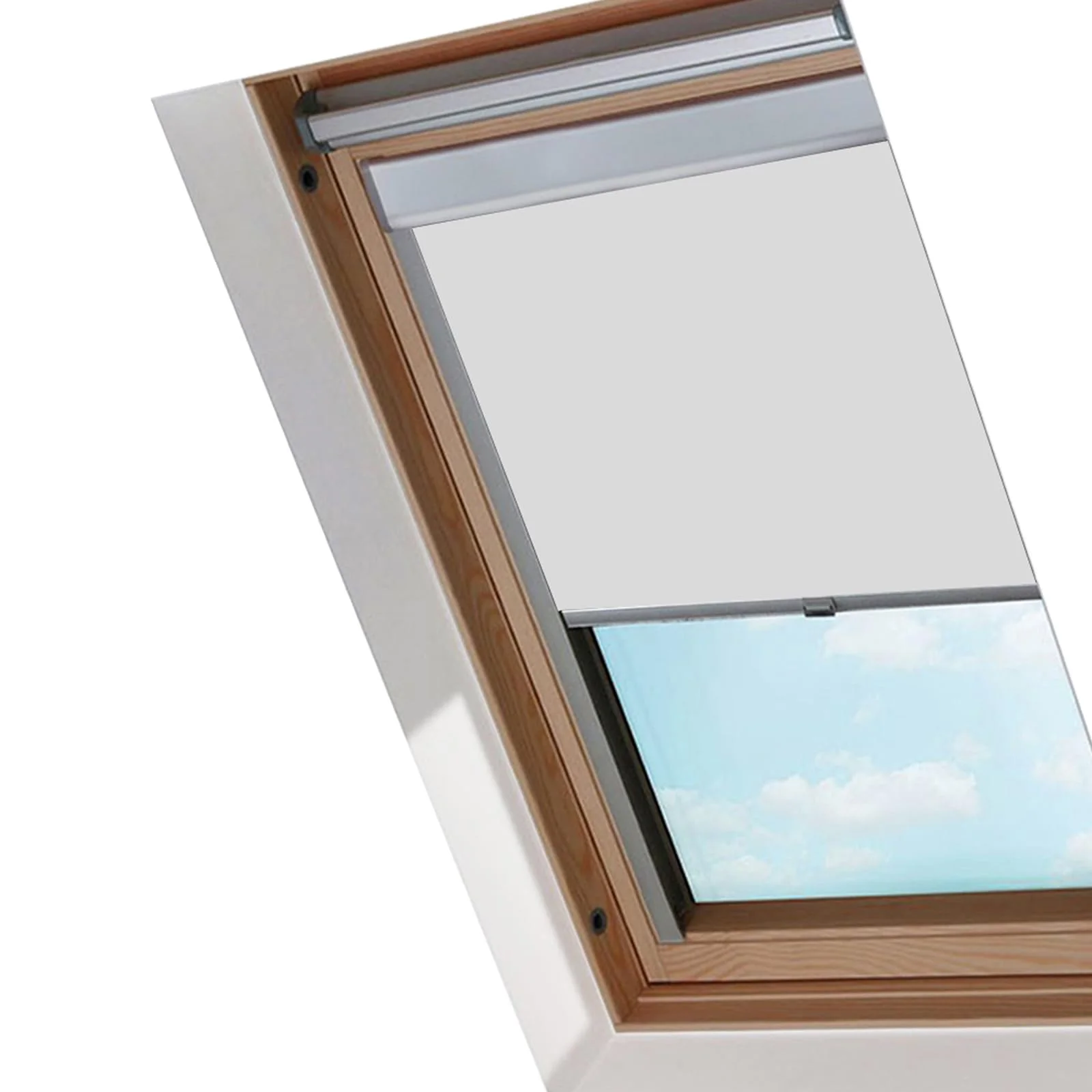 Peviasot Verdunklungsrollo, Fensterrollo mit F06 (49,3 * 94 cm), Dachfenster Rollo mit Bohren, Wärmedämmung und Beschattung, Anti-Spionage und Feuchtigkeitsbeständig, Aluminium-Rahmen, Grau
