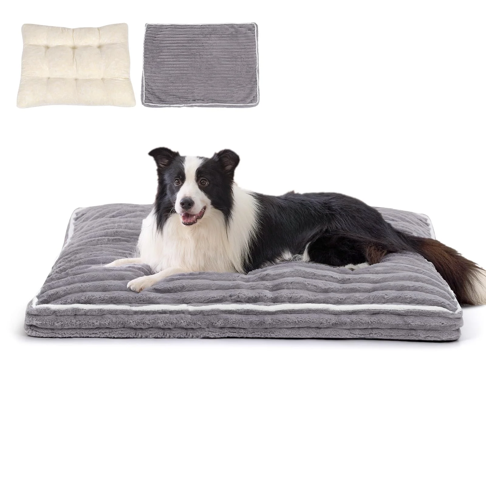 VoltaEcho orthopädisches Hundebett groß – 100% wasserdichte Innenhülle, waschbarer Bezug (Kaninchenfell Plüsch), Shredded Foam, rutschfest, Hundesofa für große Hunde & Senioren