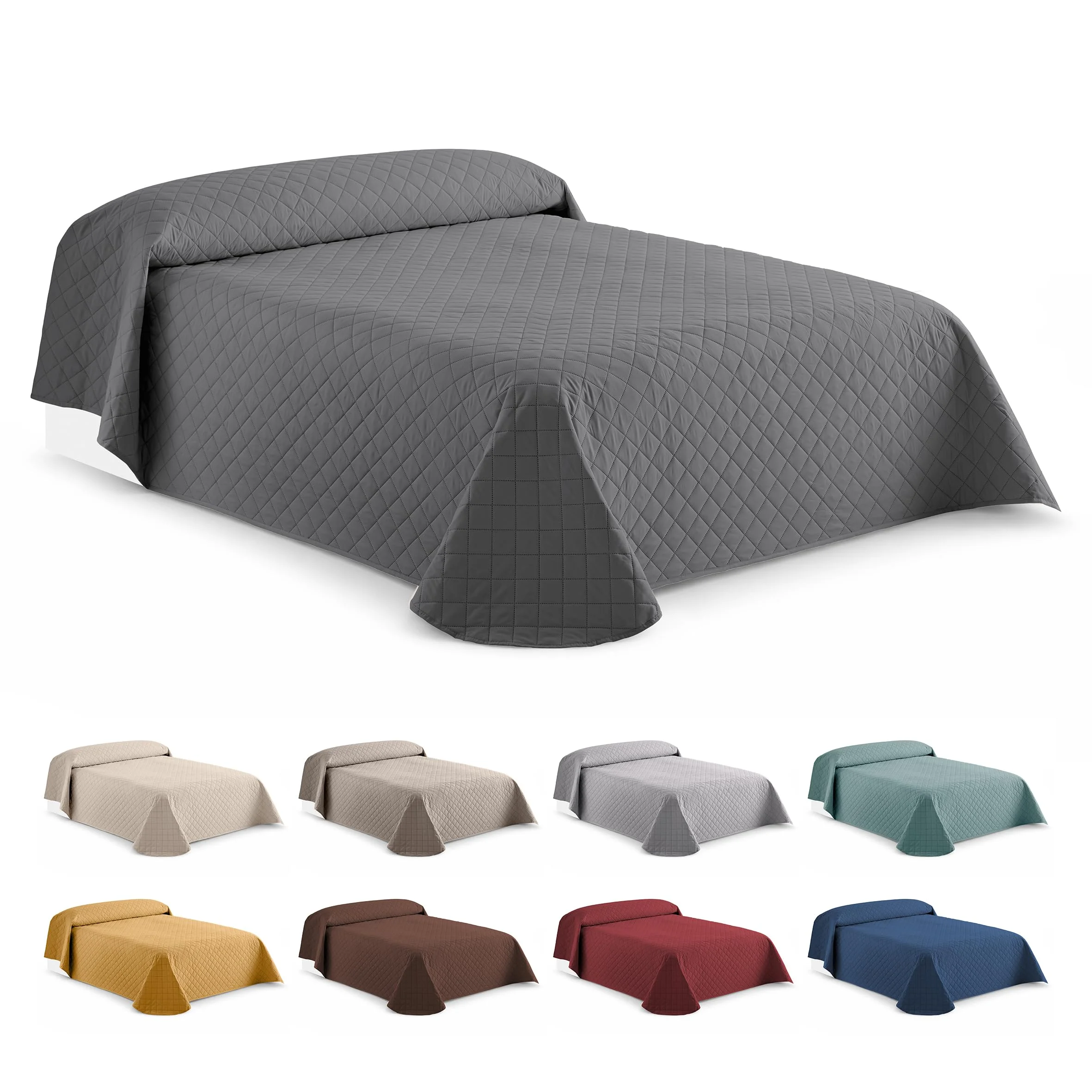 Easycosy Tagesdecke Grau 250x260 cm – Steppdecke für Betten 160x200 und 180x200 cm – Leicht & Atmungsaktiv für Sommer und Übergangszeit, Weiche Mikrofaser, Oeko-TEX®