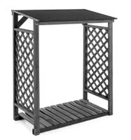 Brennholzregal Outdoor mit Stapelhilfe aus Tannenholz, ca. 120,5 x 68 x 148 cm - Grau