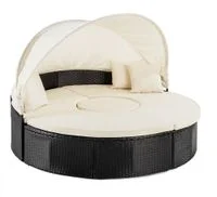 Outdoor Sonneninsel mit Sonnenschutz, inkl. Auflagen, Polyrattan