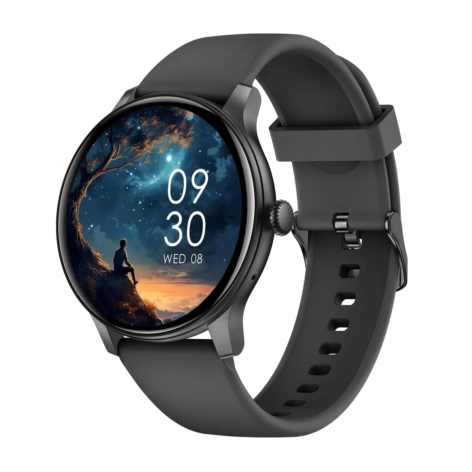 AcclaFit Smartwatch Damen Herren, 1.38 Zoll HD-Display Smart Watch mit Bluetooth Anrufe, Fitness Tracker mit Herzfrequenz SpO2 Schlafmonitor Schrittzähler, IP68 Wasserdicht Fitnessuhr für iOS Black