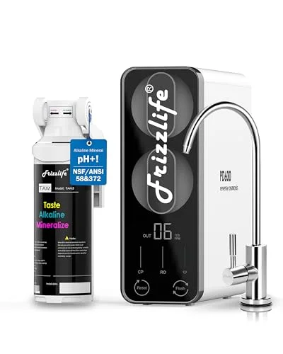 Frizzlife Umkehrosmoseanlage, NSF/ANSI 42&58&372-Standards Untertisch Osmoseanlage Trinkwasserfilter, Entkalkungsanlage, Reduziert TDS
