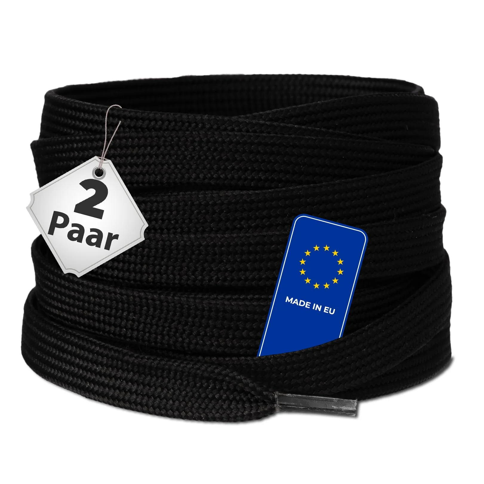 Schnürfuchs 2 Paar Flache Premium Schnürsenkel, Polyester, 8mm Breit, Reißfeste Ersatz Schuhbänder für Sneaker, Turnschuhe, Sportschuhe, Freizeitschuhe, Made in Spain