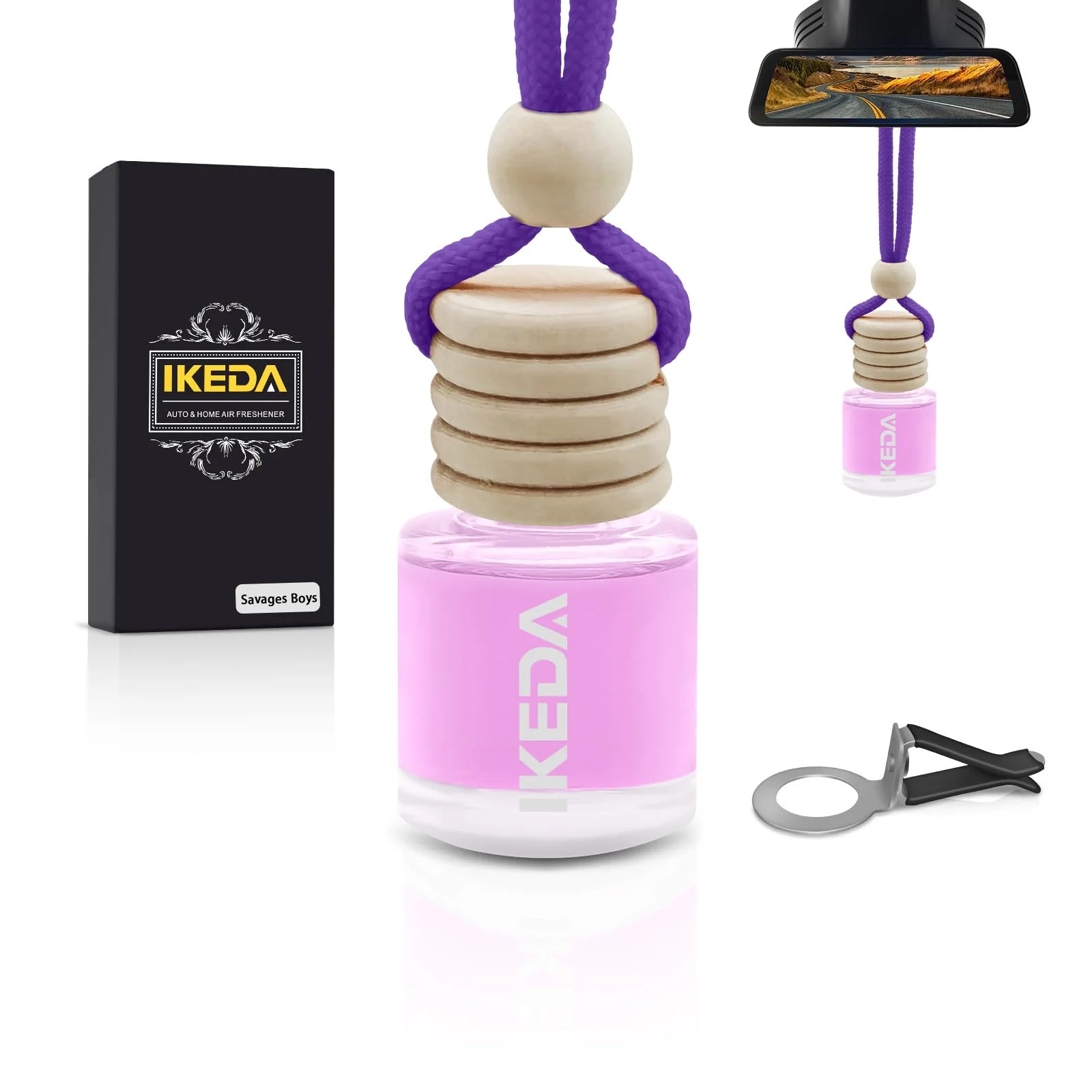 Ikeda Auto-Lufterfrischer für Männer und Frauen, 45+ Tage lang anhaltender Duft, hängende Lufterfrischer-Düfte, mit Clip, perfekt für Auto und Zuhause, Wilder Junge,10 ml / 1 Stück
