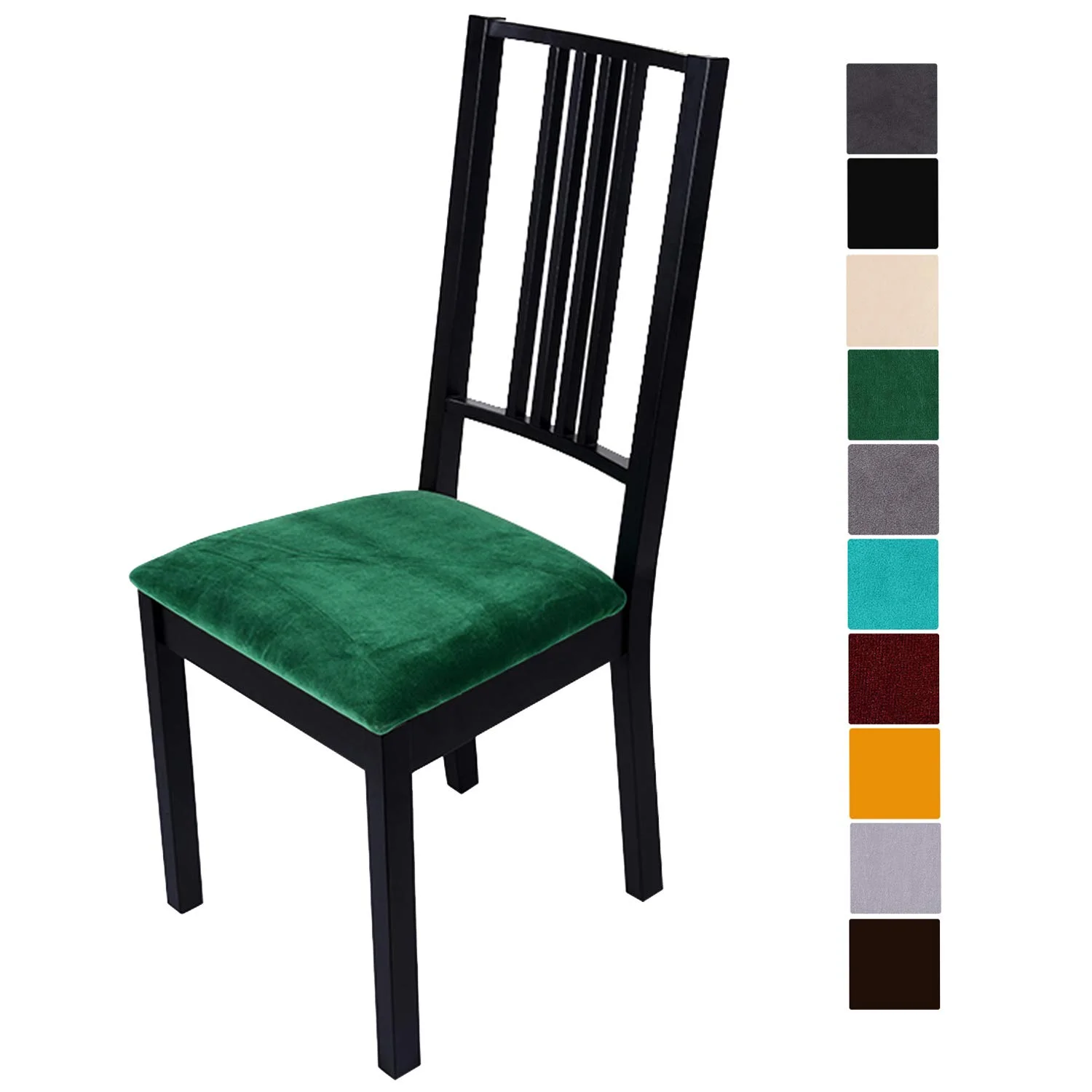 Homaxy Stuhlbezug Sitzfläche Samt Weich Sitzbezug Stuhl Stretch-sitzbezüge für Esszimmerstühle Abwaschbar Schonbezug Hussen für Stühle- 6er Set, Grün