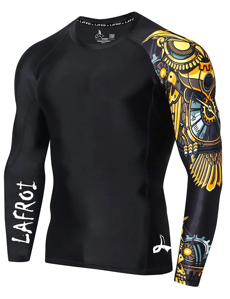 LAFROI Herren Langarm UPF 50+ Kompressionsshirt Rash Guard-CLYYB