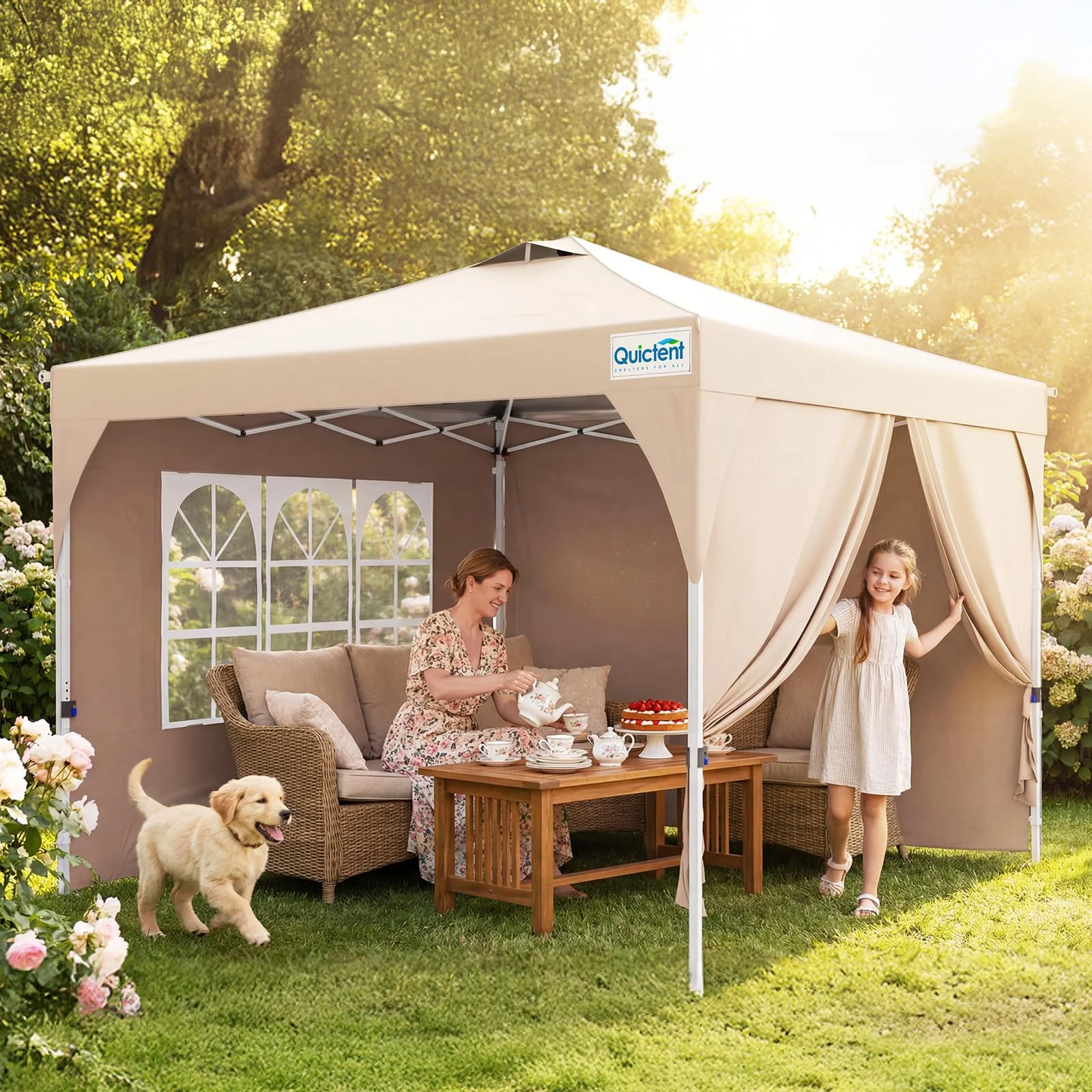 Quictent Pavillon 3x3m Faltpavillon EIN-Tasten-Zentralverriegelung