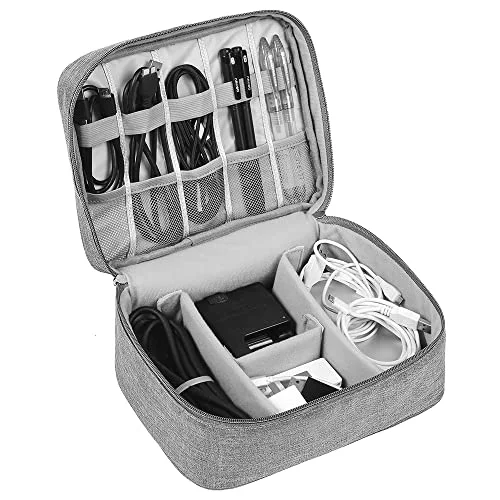 HCFGS Elektronische Tasche - Elektronik zubehör Organizer für Ladegerät - universal travel Kabel Organizer Tasche(Grau