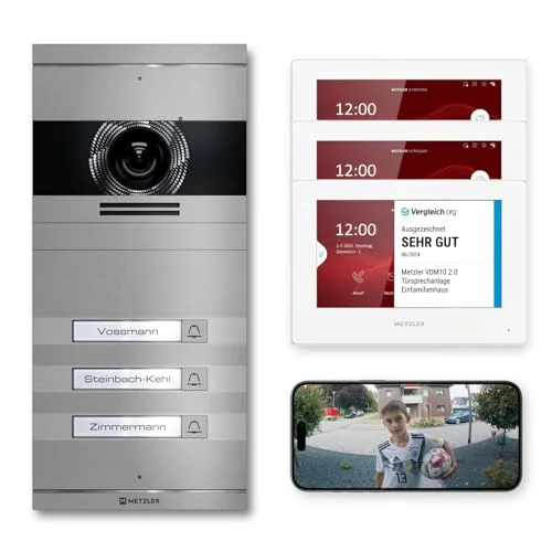 Metzler VDM10 2.0 Video Sprechanlage SET mit türöffner und austauschbarem Namensschild - Türsprechanlage mit HD-Kamera, Smartphone App
