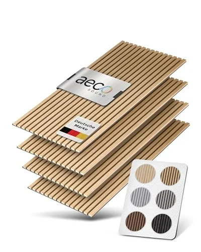Aeco Sound® Akustikpaneele Holz – 120x60cm | Echtholz & Akustikfilz – 3D Wandpaneele für Schalldämmung & Wandverkleidung Innen