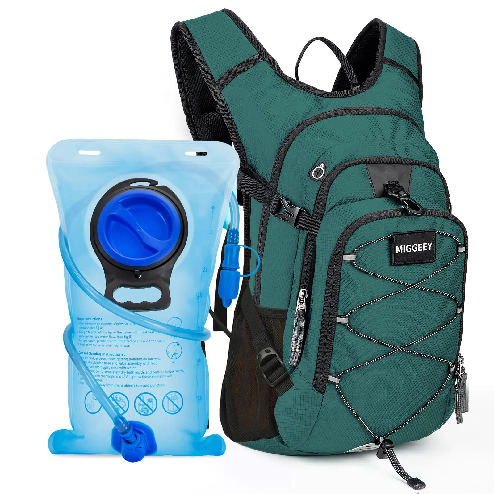 MIGGEEY Hydration Rucksack 18L mit Trinkblase 3L, große Lagerung Wandern Daypack für Männer Frauen, Fahrradrucksack, Laufrucksack Trinkrucksack, Wasserdicht Sportrucksack Hydration Rucksack