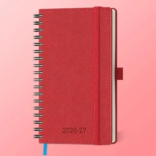 IN-LUXPRO Kalender 2025 2026 Wochenplaner,18-Monate Buchkalender (Jul.2025-Dez.2026) Ringbuch mit Softcover,wochenkalender mit selbstklebendem Stifthalter.
