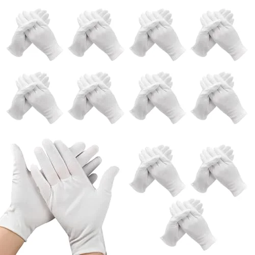 Xynovate Baumwollhandschuhe, Schwarze Handschuhe aus Baumwolle, Weiche Schutzhandschuhe für Trockene Hände, Neurodermitis, Waschbares Dehnbares Atmungsaktives Stoff Handschuhe, M