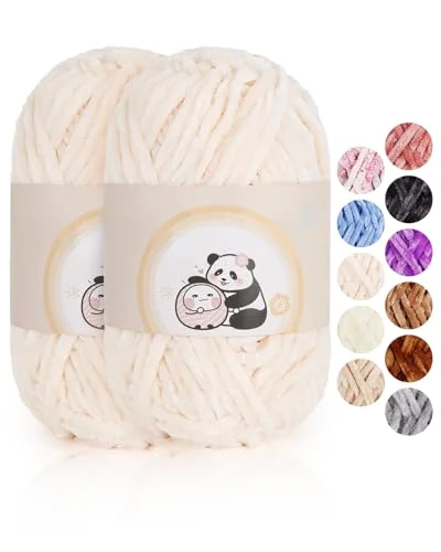 Aeelike 200g Warme Chenille Wolle zum Häkeln, Flauschige Dicke Garn zum Handstricken, Samt Velvet Babywolle zum Stricken