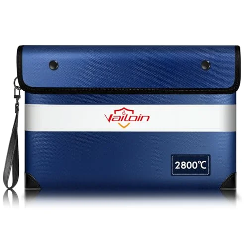 Vailoin 2800℃ Feuerfeste Tasche mit Reißverschluss, Dokumententasche Feuerfest Wasserdicht,Geldtaschen Banktasche,Dokumentenkoffer Aktentasche für Dokumente,Passport