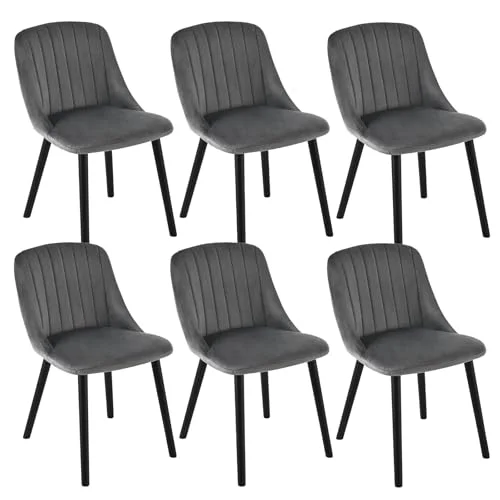 Goeurvant Esszimmerstühle 2/4/6er Set mit Holzbeinen Moderne Polsterstuhl für Küche Esszimmer Schlafzimmer Chenille Sitzfläche