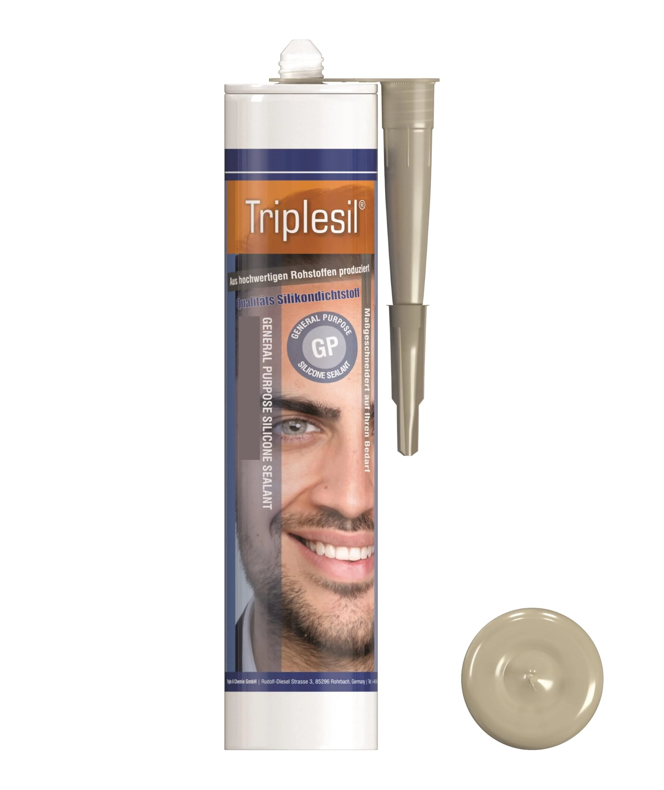 Triplesil Premium Silikon Dichtstoff – 1 ×310 ml Sanitärsilikon für fenster, Bad & Küche –Wasserbeständig–zum Abdichten-DIY Dichtmasse Innen & außenbereich (Beige,1)