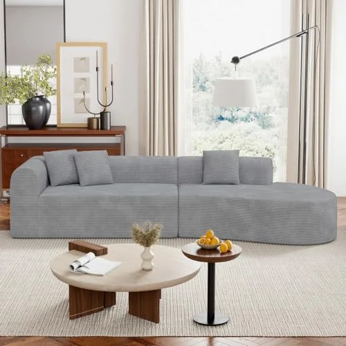 Hawthyhome 2-3 Sitzer Sofa mit Schlaffunktion, Modernes Boneless Couch, Gemütliches Chenille-Sofa mit weichem Bezug