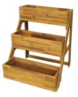 Klappbare Blumentreppe aus Akazienholz, ca. 65 x 40 x 80 cm - Braun