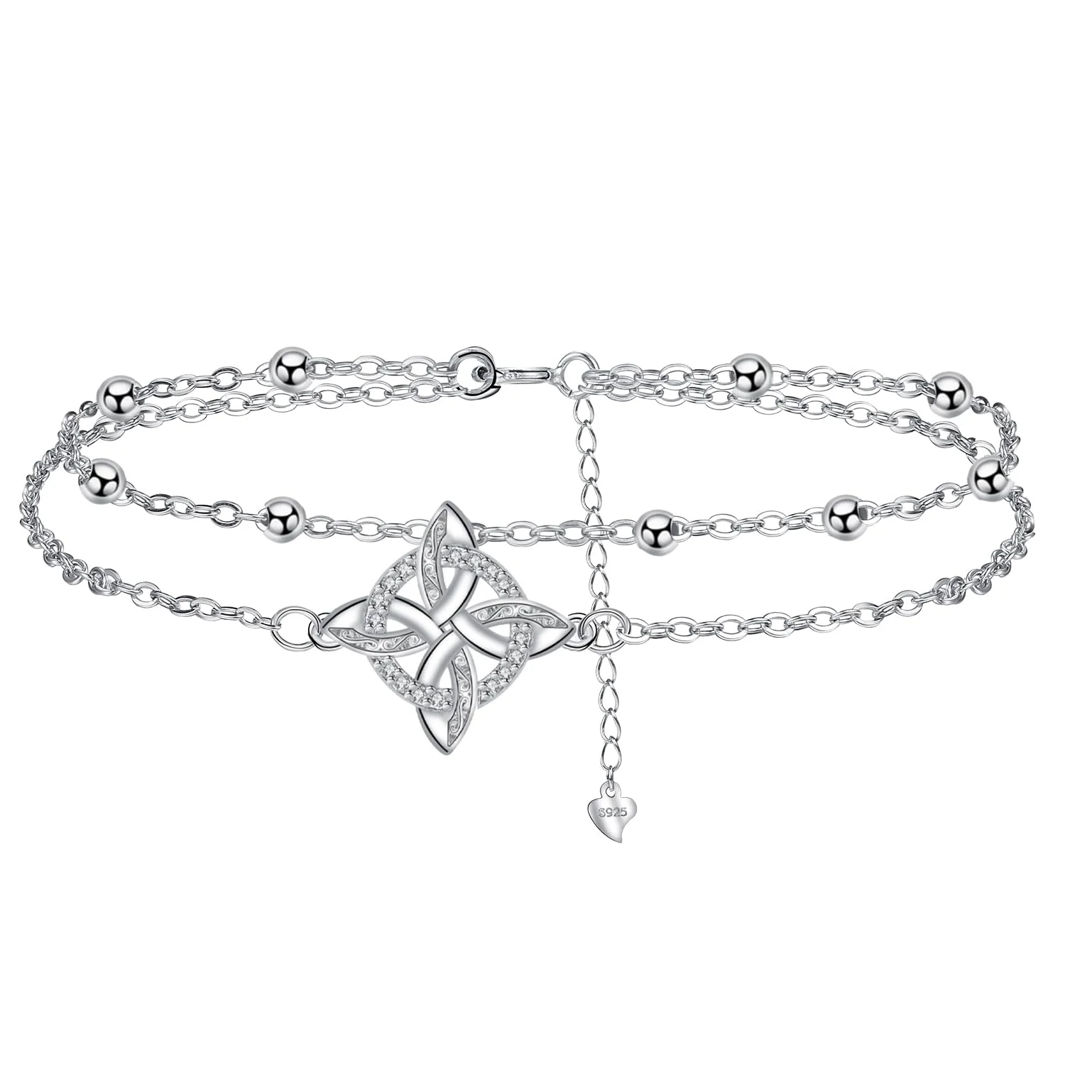J.MUEN Fußkettchen Silber 925 für Damen, Sommer Strand Schmuck Geschenk für Damen Mädchen, Verstellbare Fußkette 22+4cm