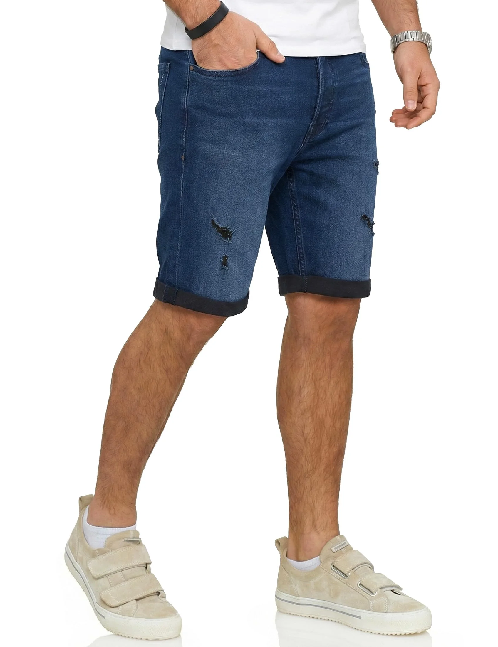 JACK & JONES Infinity Herren Jeans Shorts Rick Bermudas Used Look