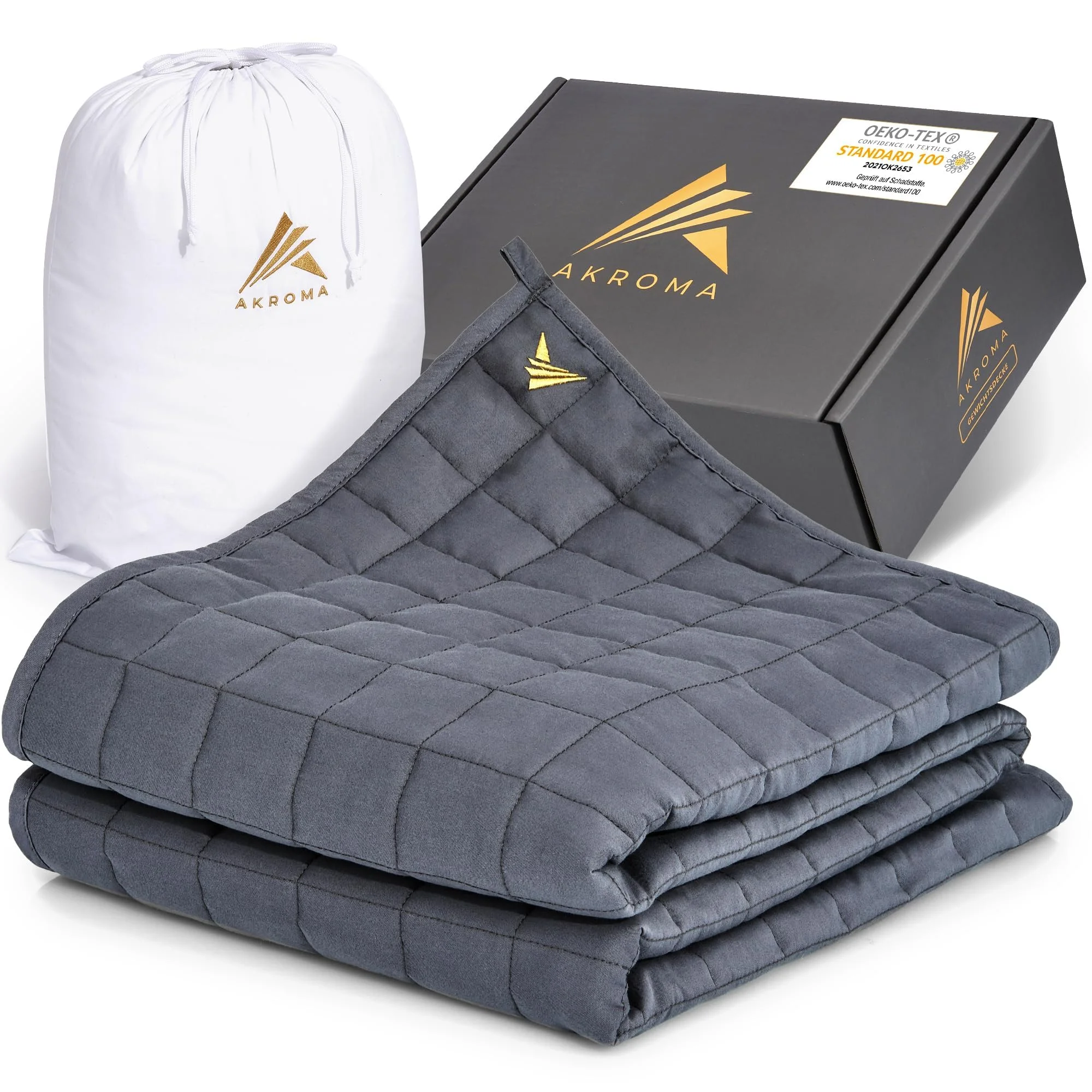 Akroma Premium Gewichtsdecke 135x200cm 9KG – Anti Stress Therapiedecke - Schwere Bettdecke zum Besser schlafen – Entspannungsdecke gegen Schlafstörung - 100% Baumwolle (OekoTex) - Weighted Blanket