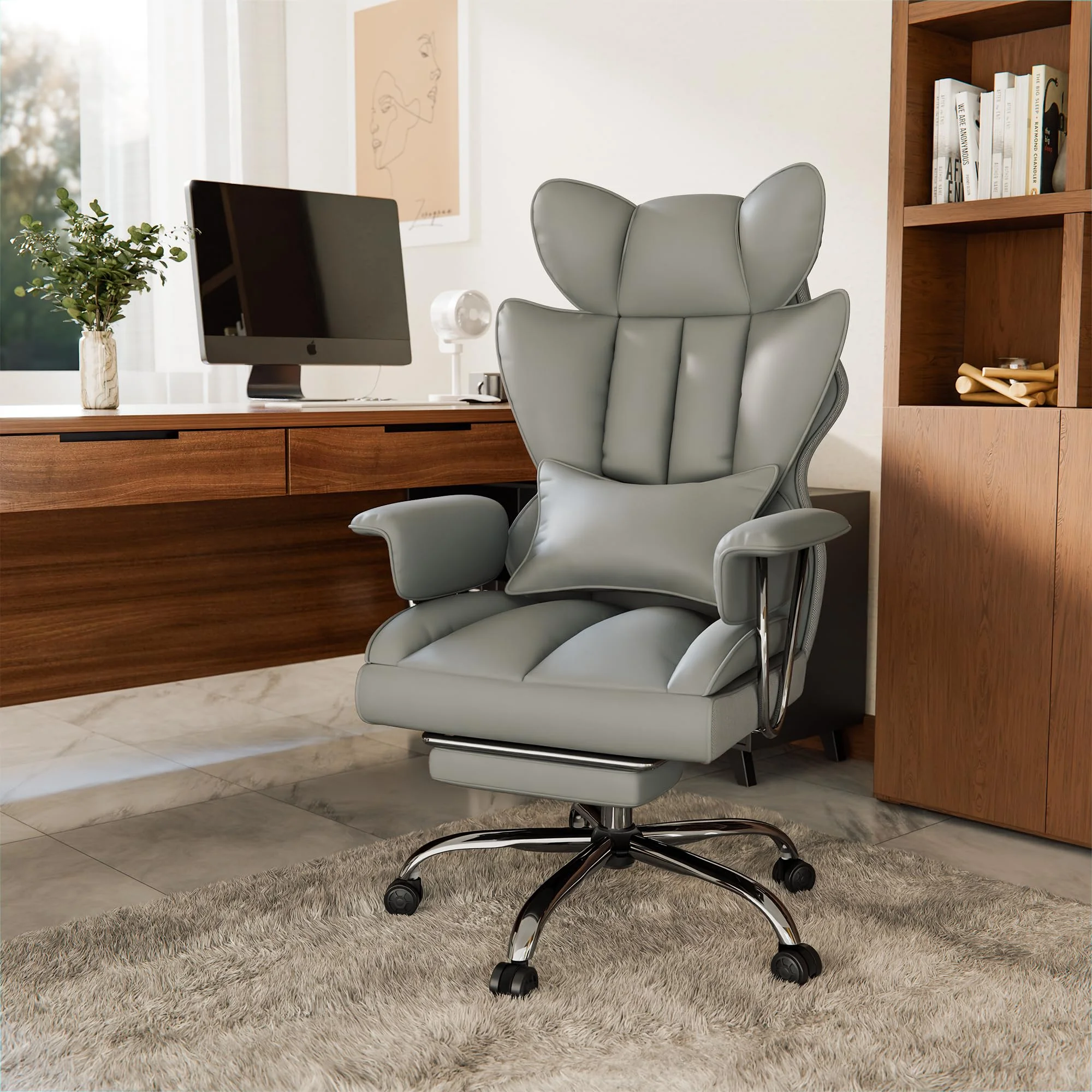 2026 Upgrade Bürostuhl Chefsessel bis 210kg, Ergonomischer Schreibtischstuhl, Lendenwirbelstütze und Fußstütze, hoher Rückenlehne, höhenverstellbar, Neigungsfunktion, Gaming Sessel,Home Office Stuhl