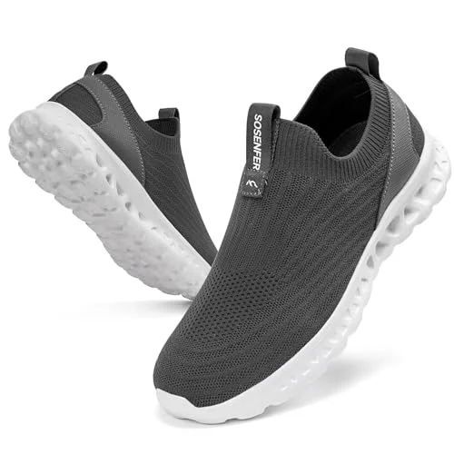 Sosenfer Herren Slip on Sneakers ohne Schnuersenkel Schuhe Mesh Atmungsaktiv Freizeitschuhe Sportschuhe Leichtgewicht Walking Turnschuhe Casual Sneaker