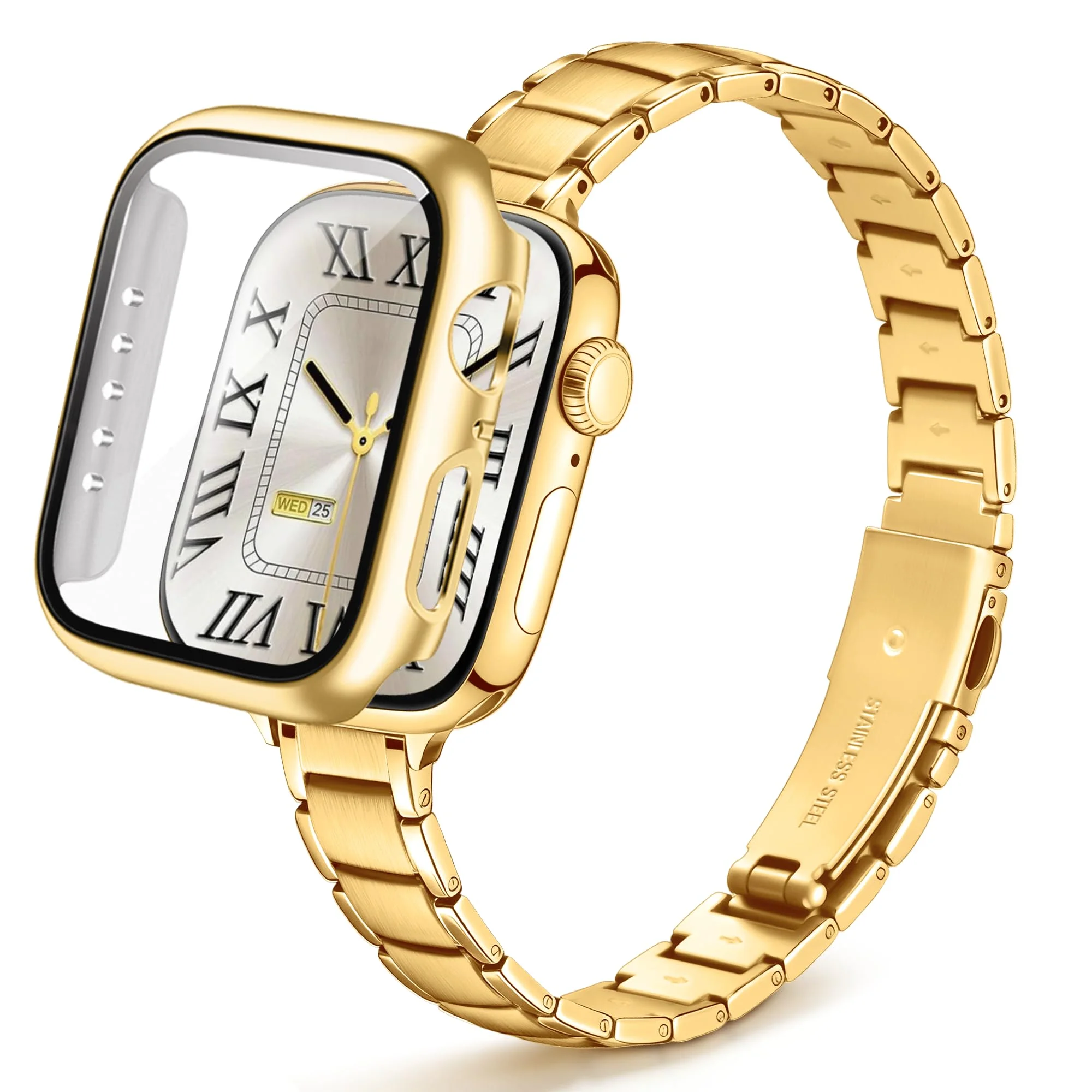 Aniaboho Damen Designer Armband und Hülle, kompatibel mit Apple Watch Armband 40mm 41mm 42mm(Series 11/10) 44mm, Schmuck mit Strukturierter Eleganz,Armband für iWatch SE 3 2 1 Series 11 10 9 8 7 6 5 4
