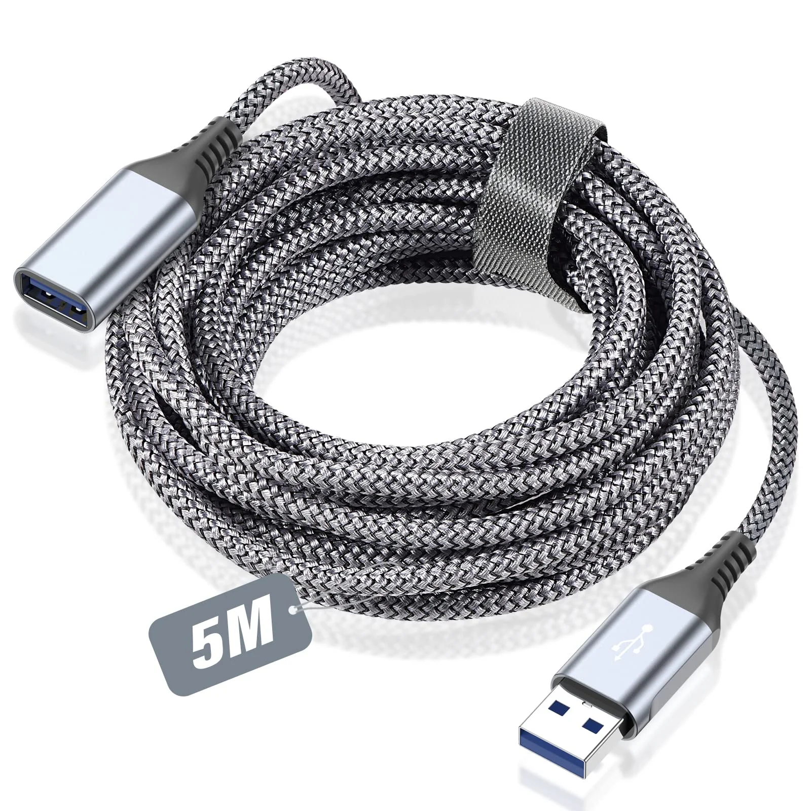 sweguard USB 3.0 Verlängerung Kabel 5M, Verlängerungskabel USB-A Stecker auf A Buchse Nylon USB Kabel Verlängerung 5Gbps Superschnelle für Kartenlesegerät,Tastatur,Drucker,Scanner,Kamera,Hubs
