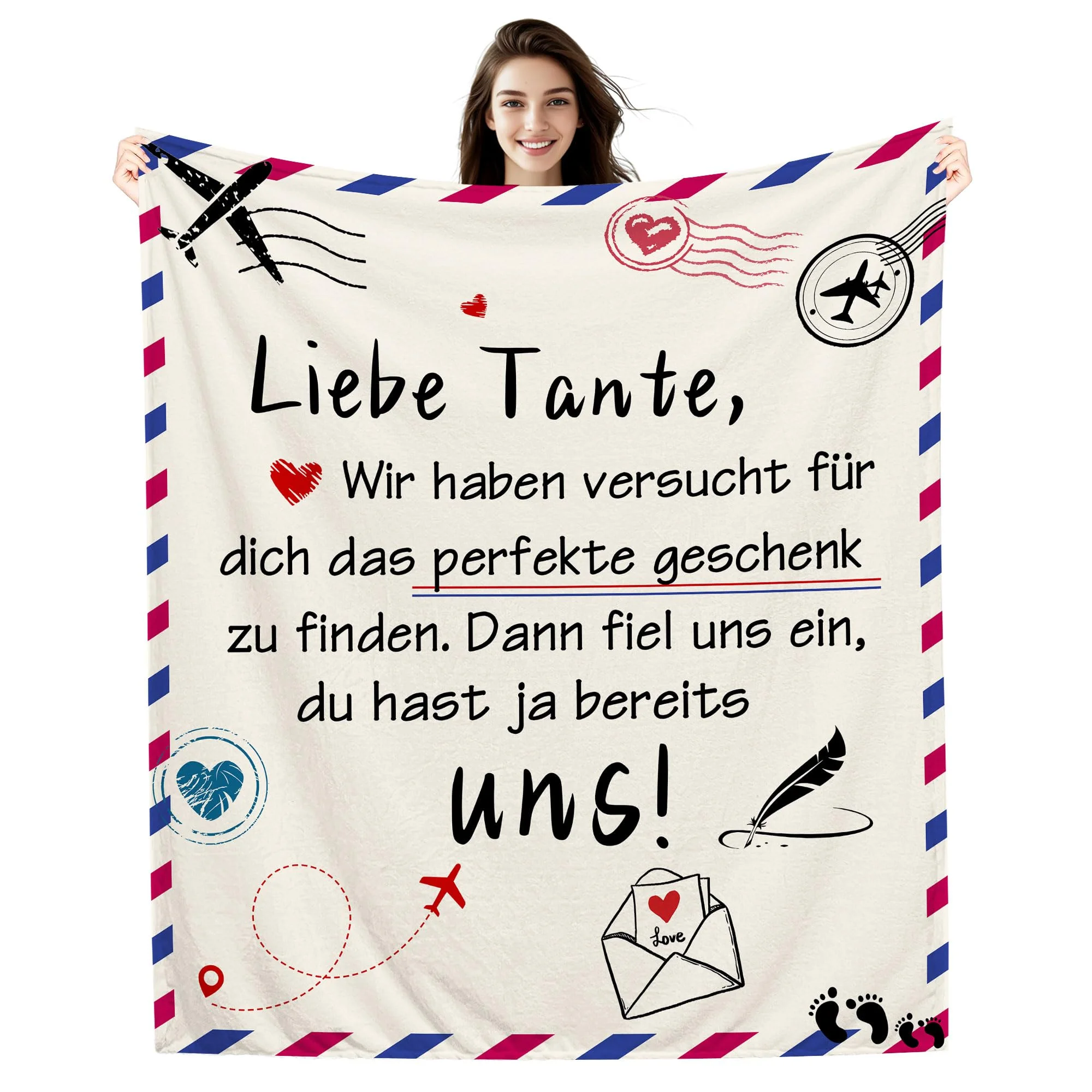 Amorea Liebe Tante Wir Haben versucht Finden Dann fiel Uns EIN du hast ja bereits Uns Decke für Tante Geburtstag Lustige Decke(Tante-b)